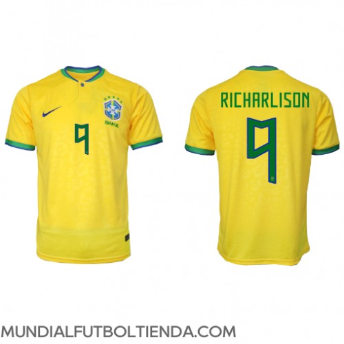 Camiseta Brasil Richarlison #9 Primera Equipación Replica Mundial 2022 mangas cortas